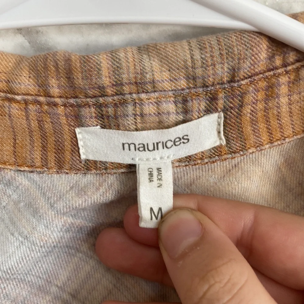 Maurices distressed acid wash soft plaid button down - Picture 4 of 6